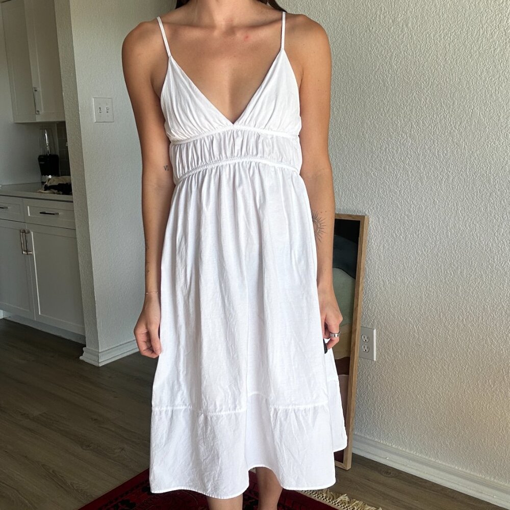 Zara White 100% Cotton Midi Dress – Medium